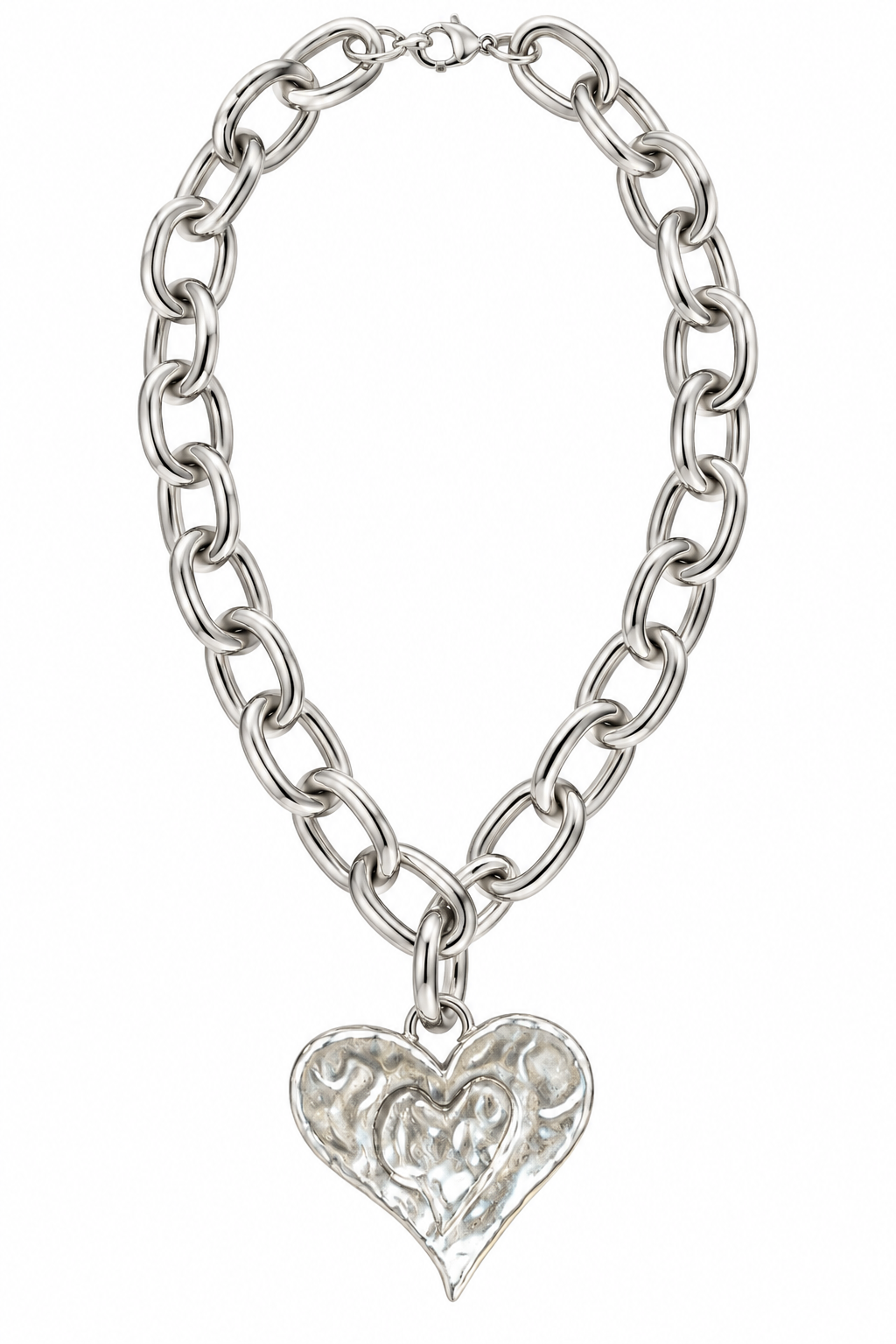 SILVER HEART CHAIN NECKLACE
