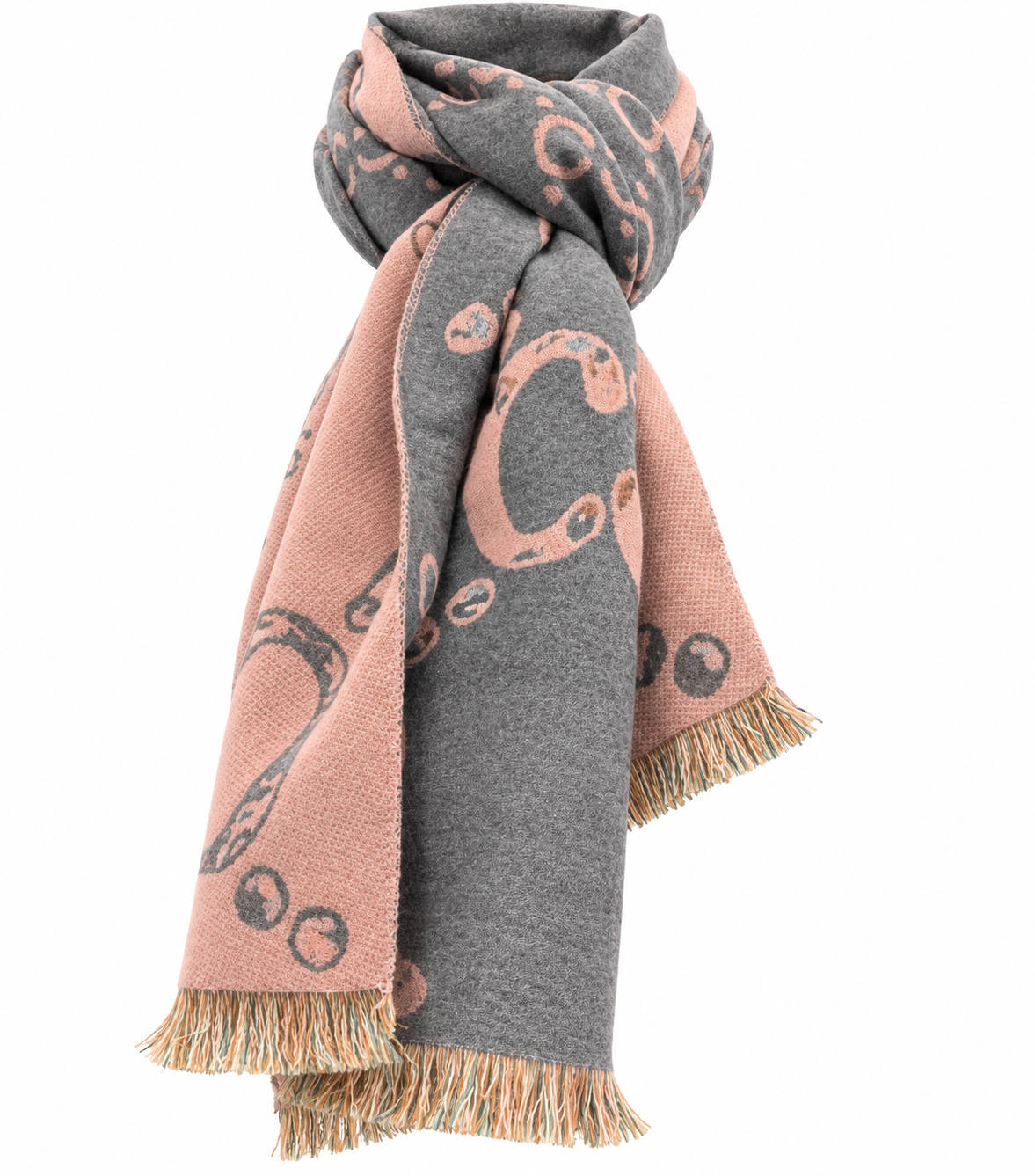 BLUSH & GREY PRINTED SCARF