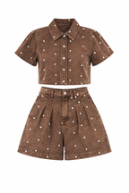 BROWN POLKA DOT TWO PIECES SET