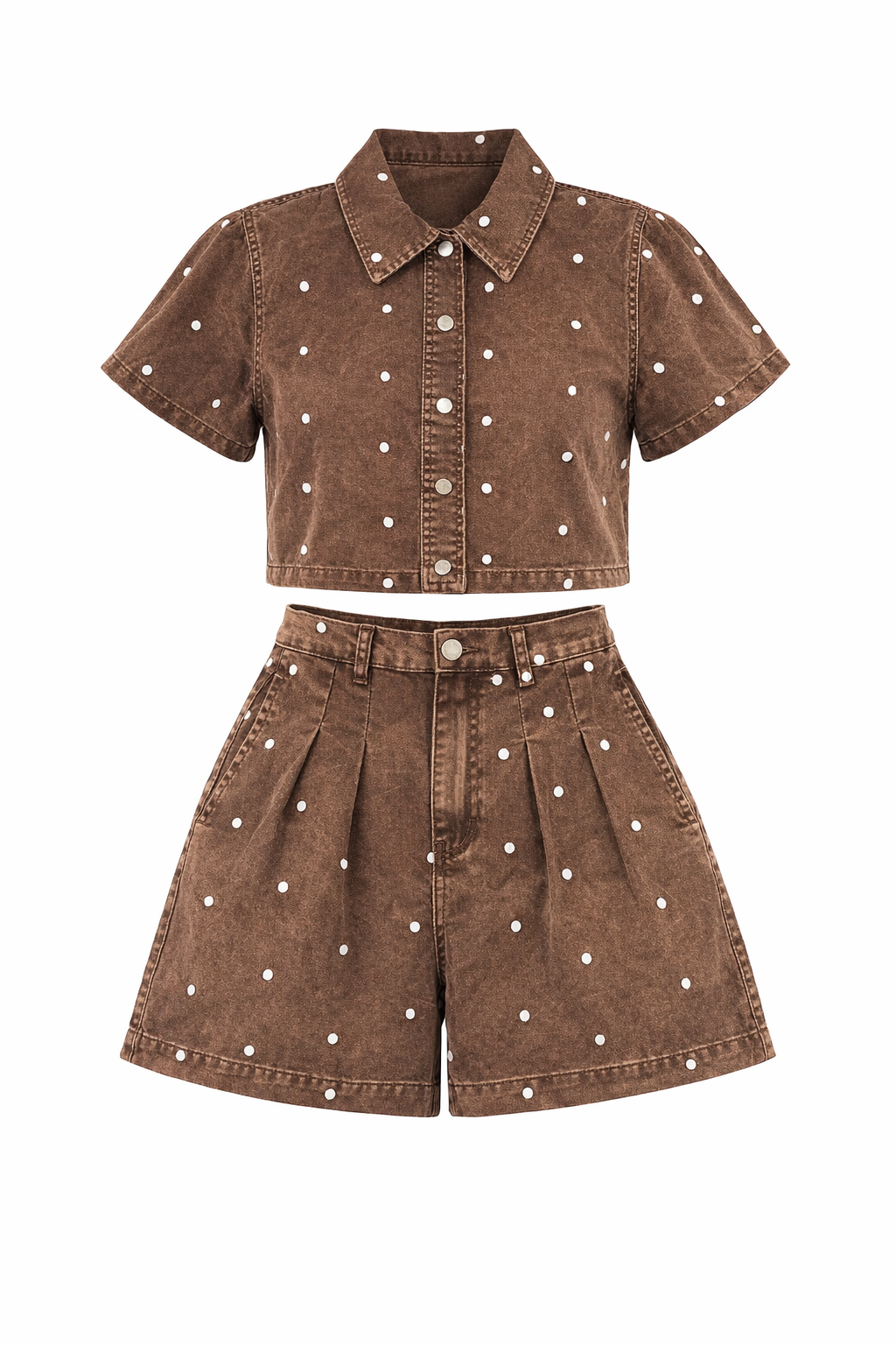 BROWN POLKA DOT TWO PIECES SET