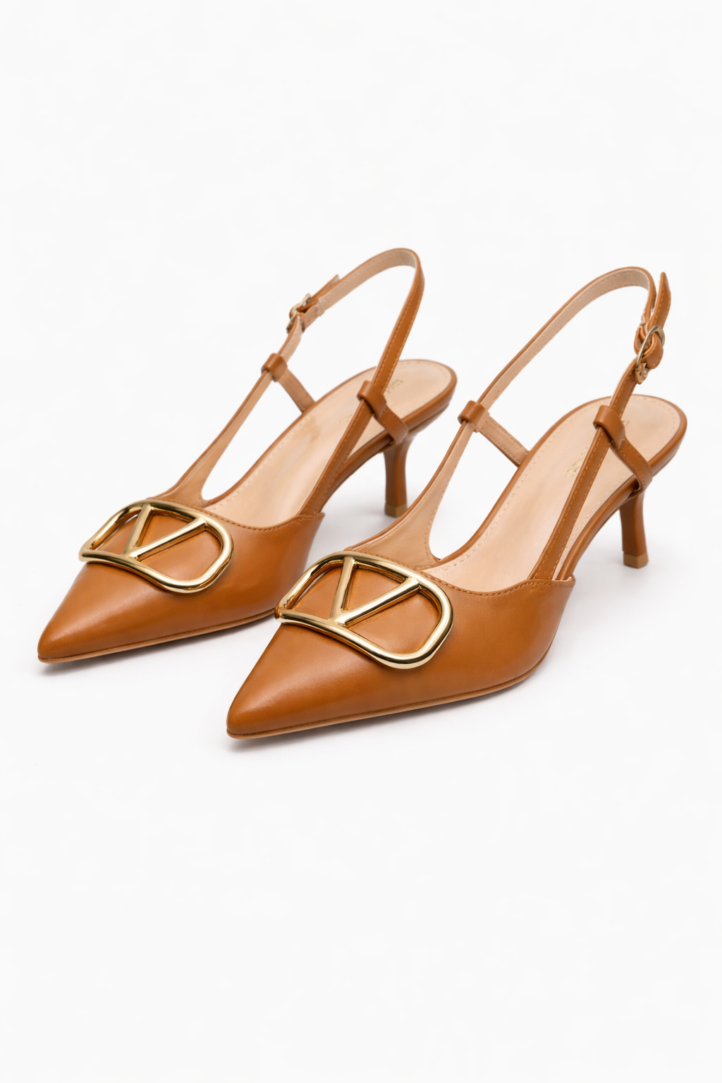 GOLD BUCKLE SLINGBACK HEELS