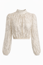 SHEER LACE HIGH NECK TOP