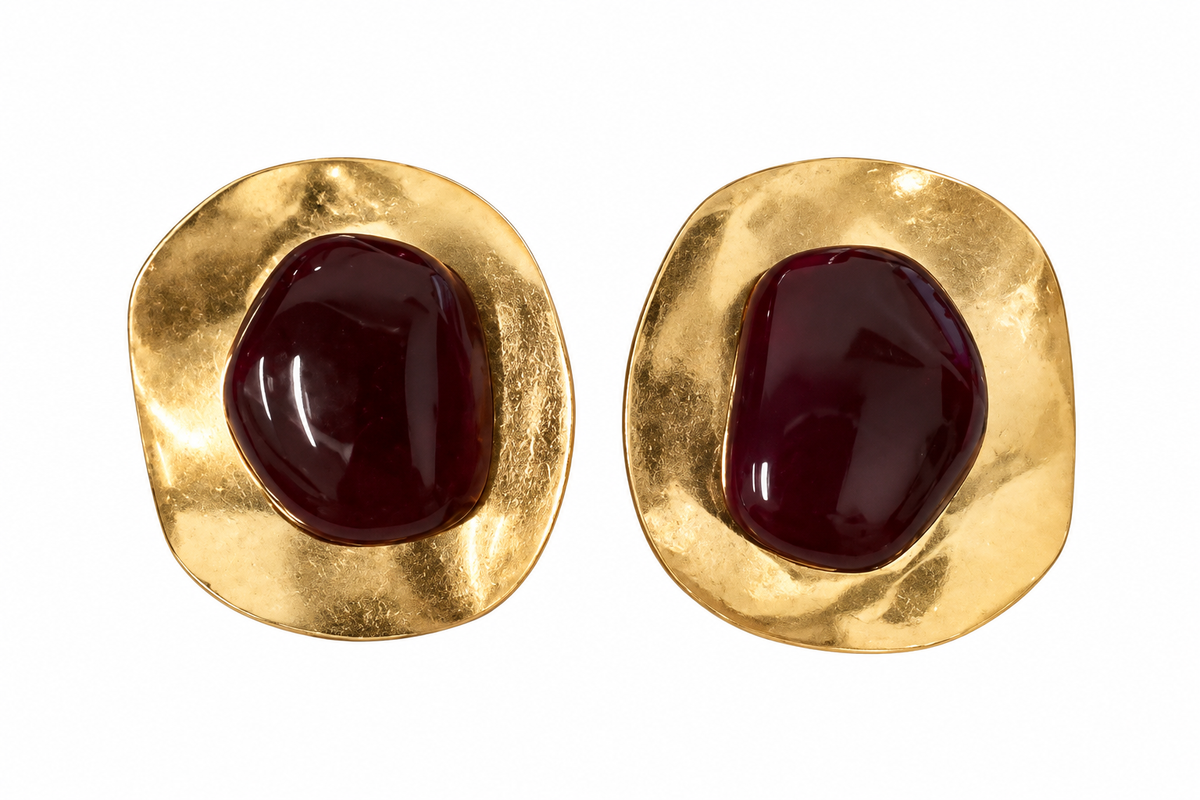 BURGUNDY STONE EARRINGS