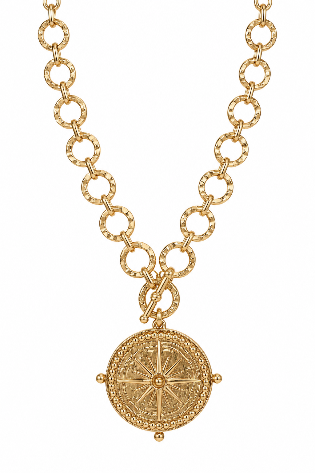 GOLD COMPASS PENDANT NECKLACE