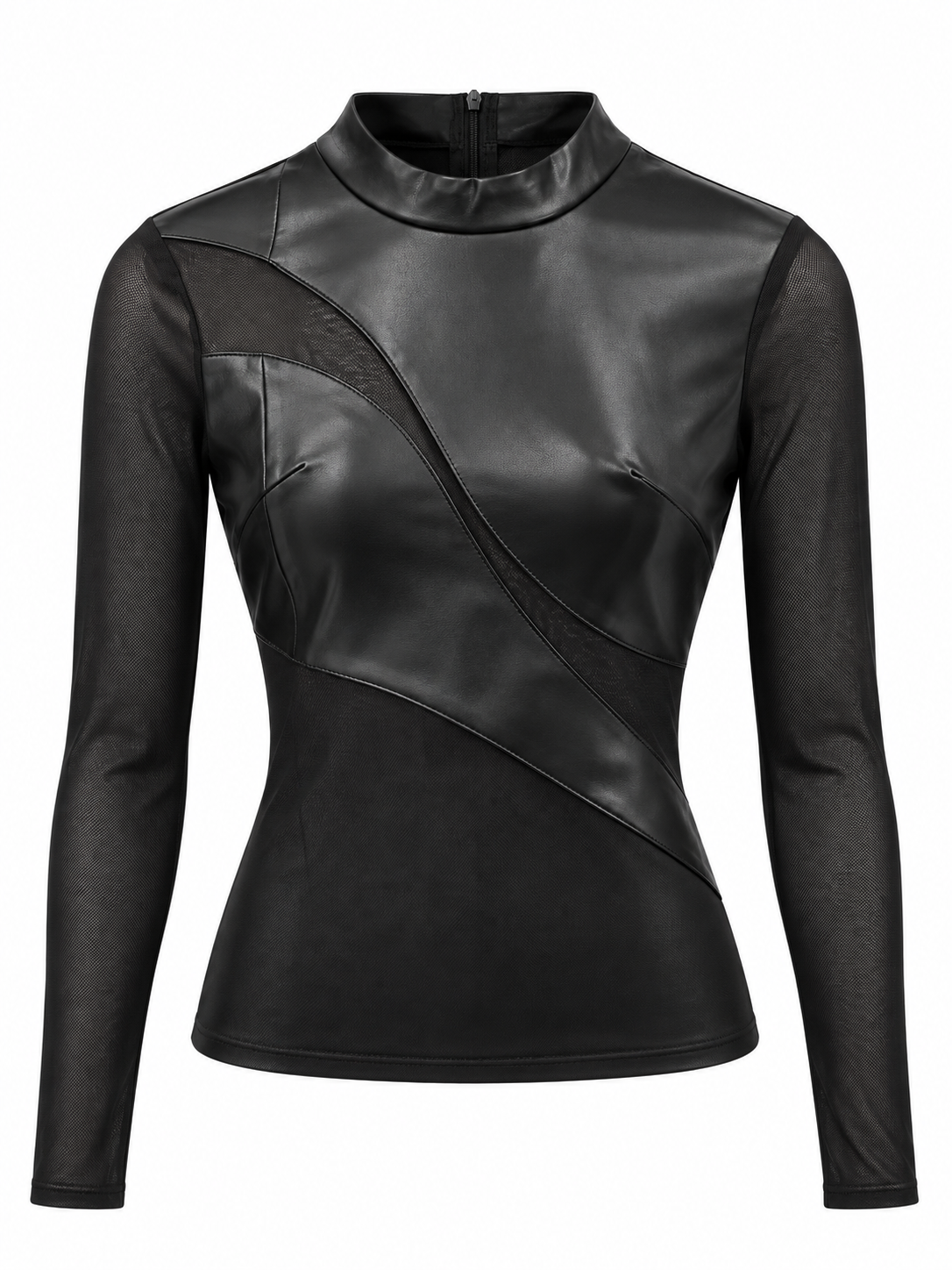 NOIR LEATHER MESH TOP