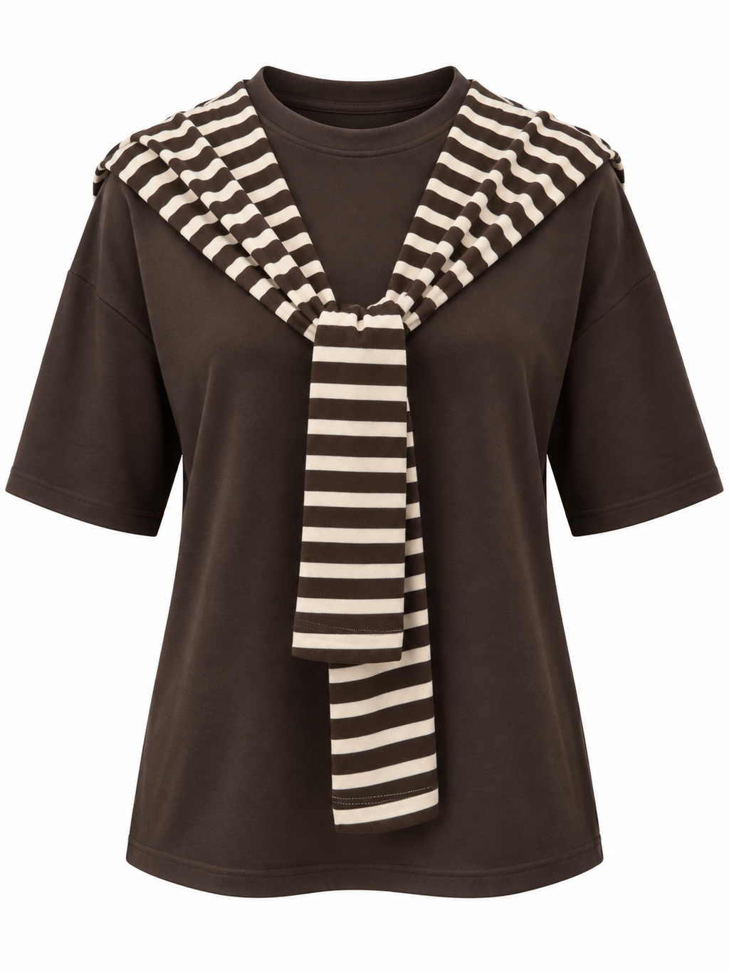 RAYAS 2-IN-1 T-SHIRT WITH REMOVABLE STRIPED DETAIL
