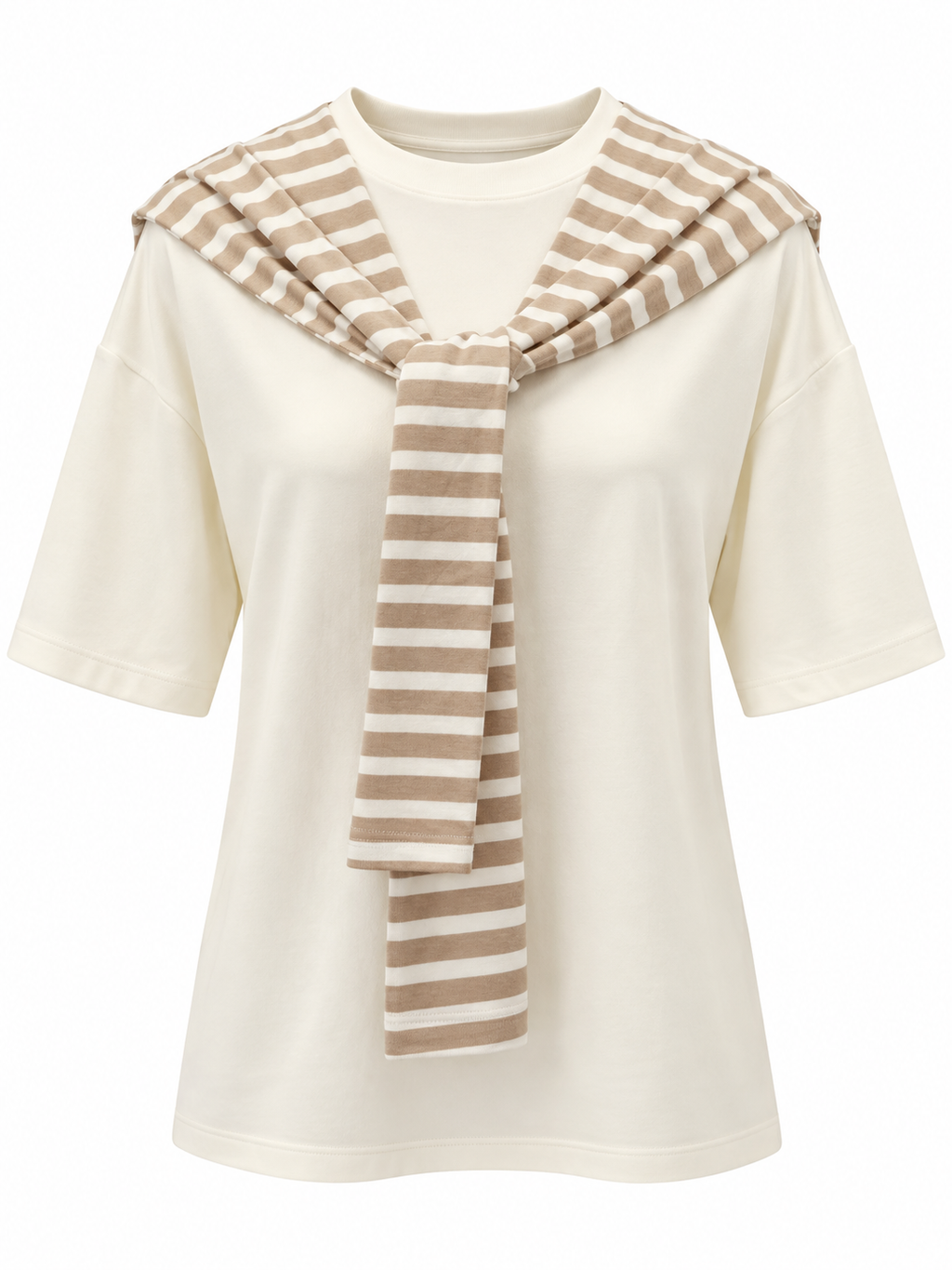 RAYAS 2-IN-1 T-SHIRT WITH REMOVABLE STRIPED DETAIL
