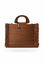 WOVEN FRINGE HANDLE BAG