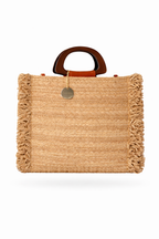 WOVEN FRINGE HANDLE BAG