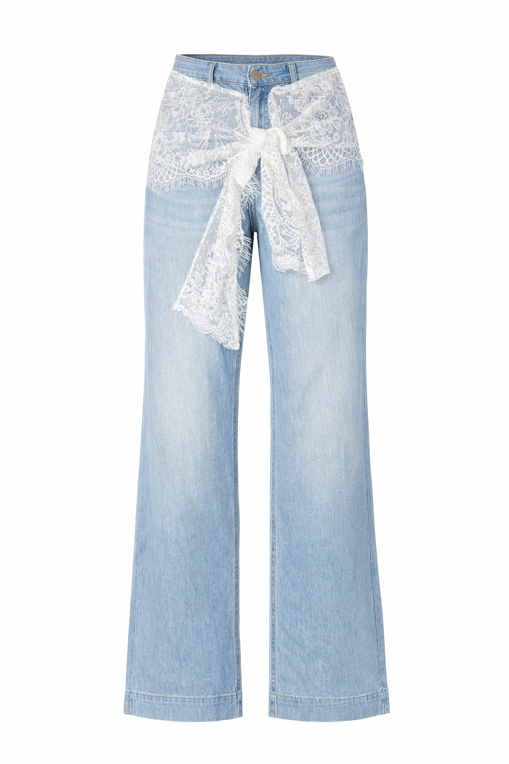 LACE WAIST WIDE LEG JEANS
