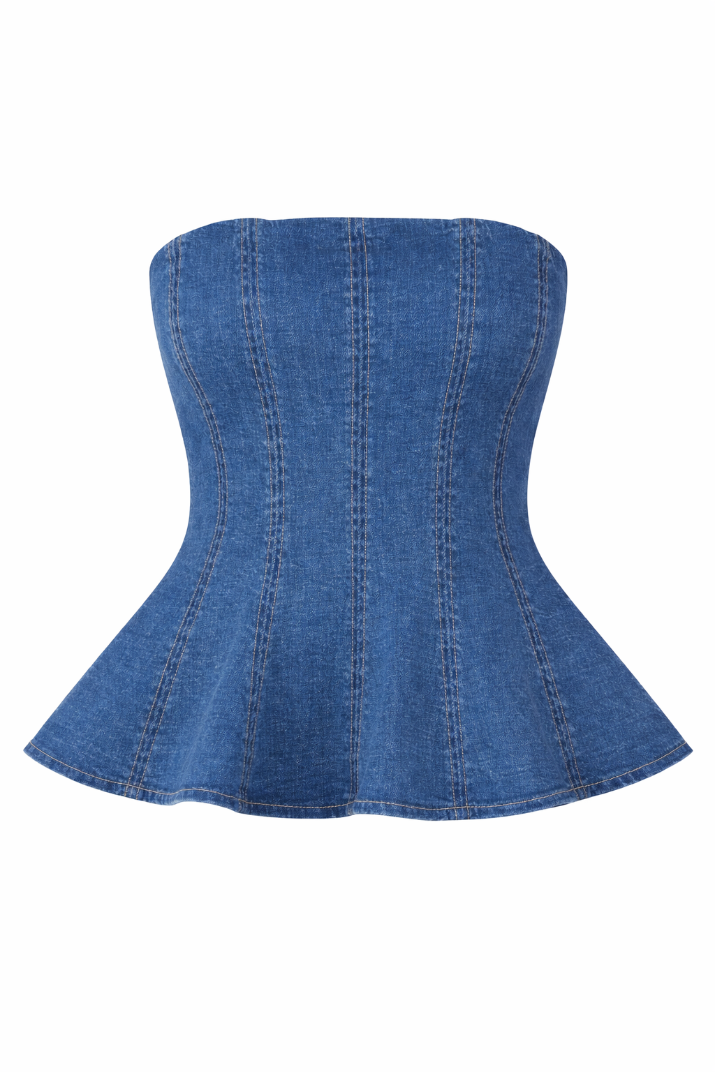 DENIM PEPLUM CORSET TOP