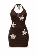 DAISY CROCHET HALTER MINI DRESS