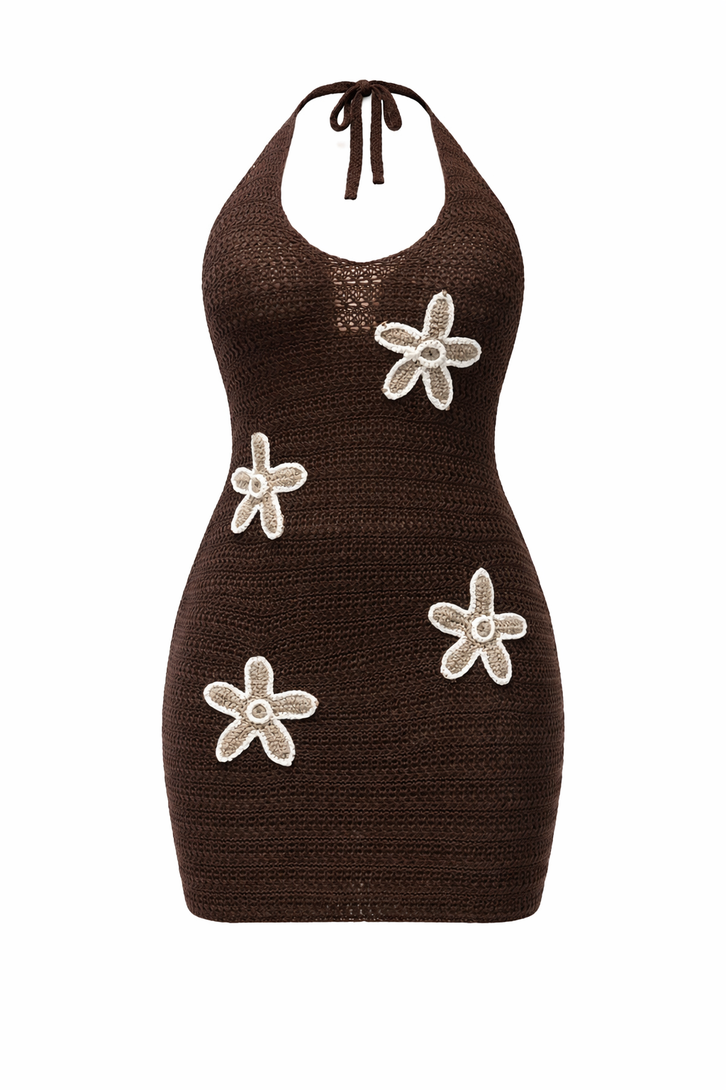 DAISY CROCHET HALTER MINI DRESS
