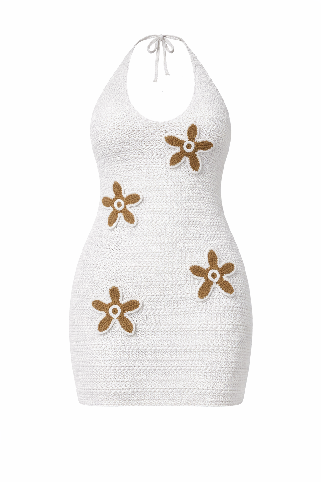 DAISY CROCHET HALTER MINI DRESS