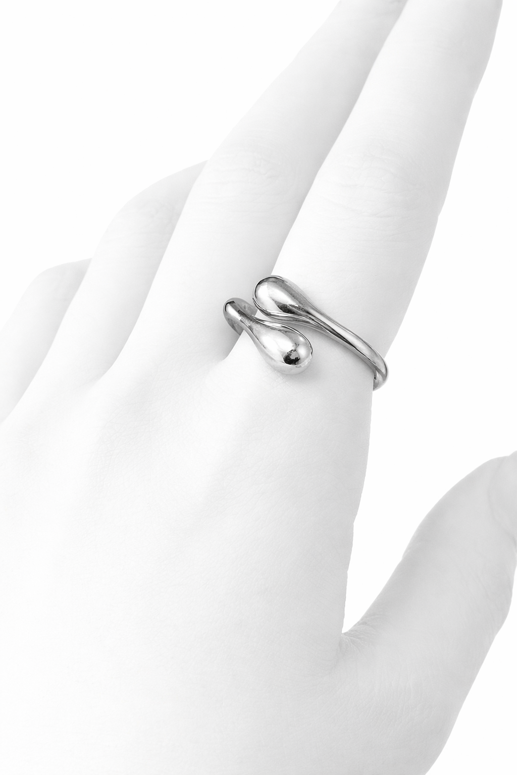 SILVER DROP OPEN RING
