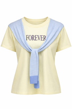 FOREVER T-SHIRT WITH KNIT DETAIL
