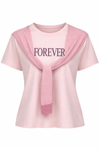 FOREVER T-SHIRT WITH KNIT DETAIL