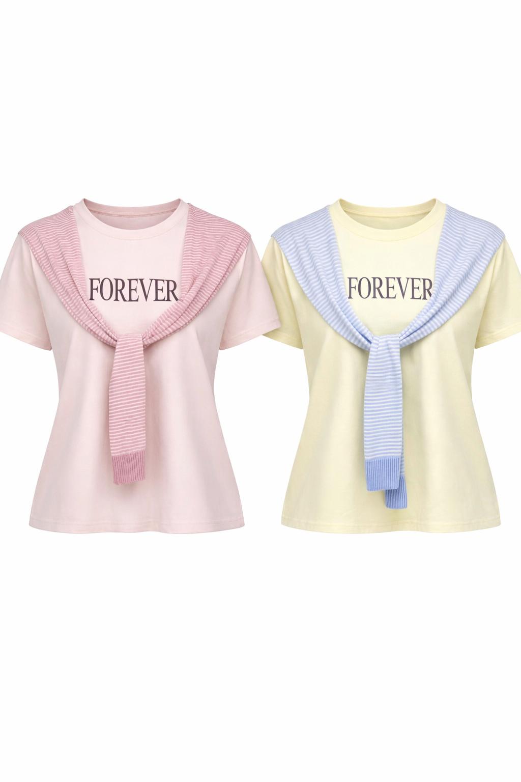 FOREVER T-SHIRT WITH KNIT DETAIL
