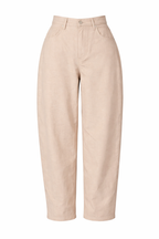 SAND LINEN BARREL PANTS