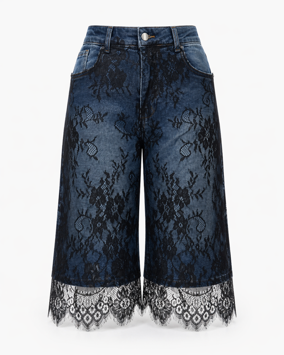 STRETCH LACE DENIM BERMUDA