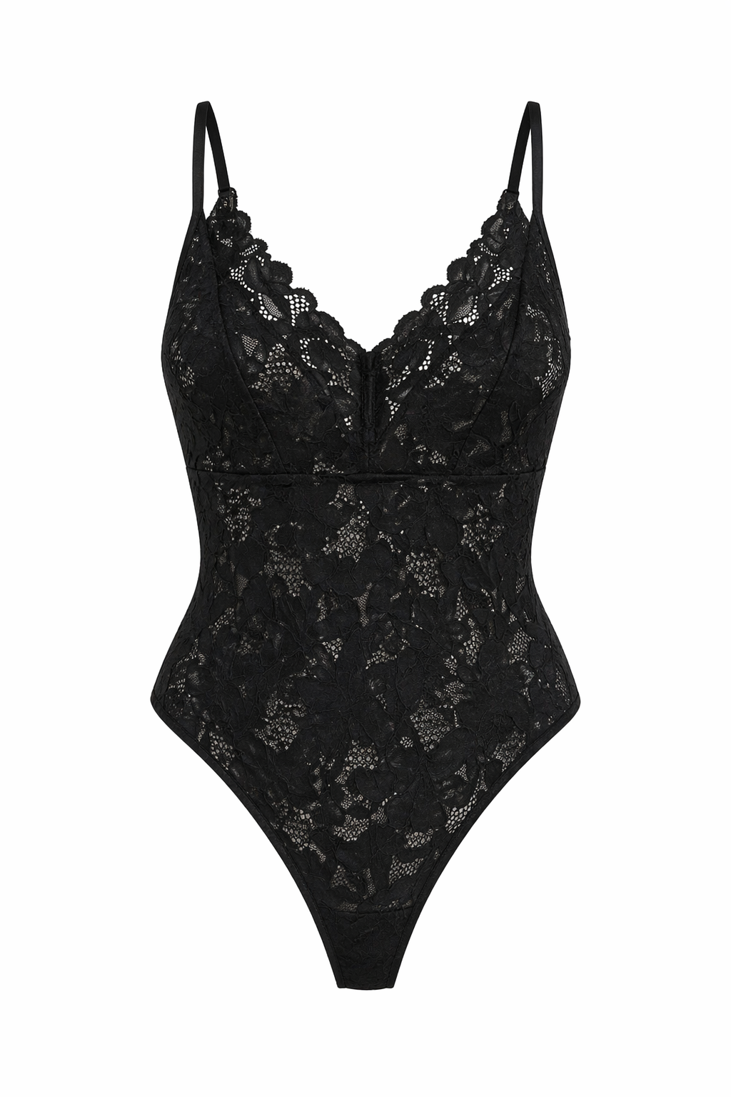 BLACK LACE V NECK BODY