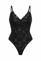BLACK LACE V NECK BODY