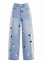 EYELET WIDE LEG JEANS