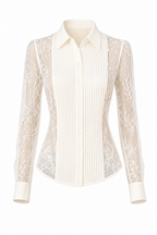 LACE PANEL PLEATED SHIRT