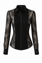 LACE PANEL PLEATED SHIRT