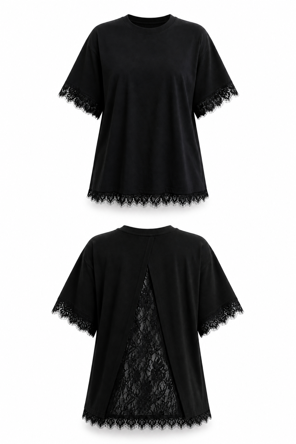 OPEN BACK LACE T-SHIRT