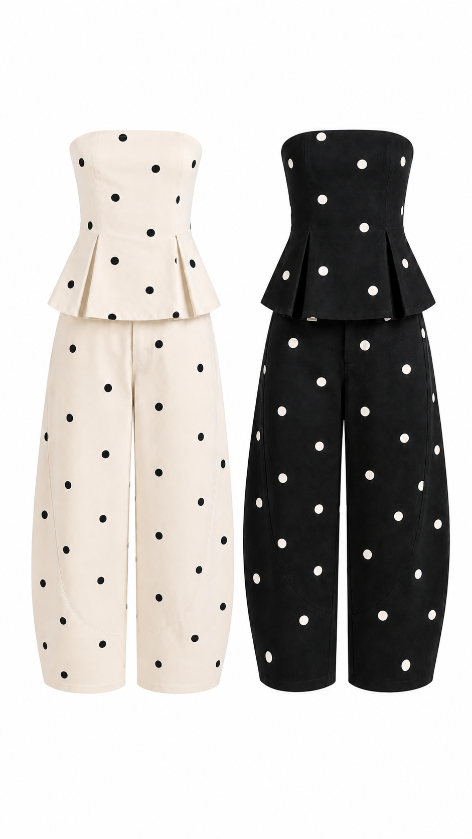 POLKA DOT PEPLUM TWO PIECES SET