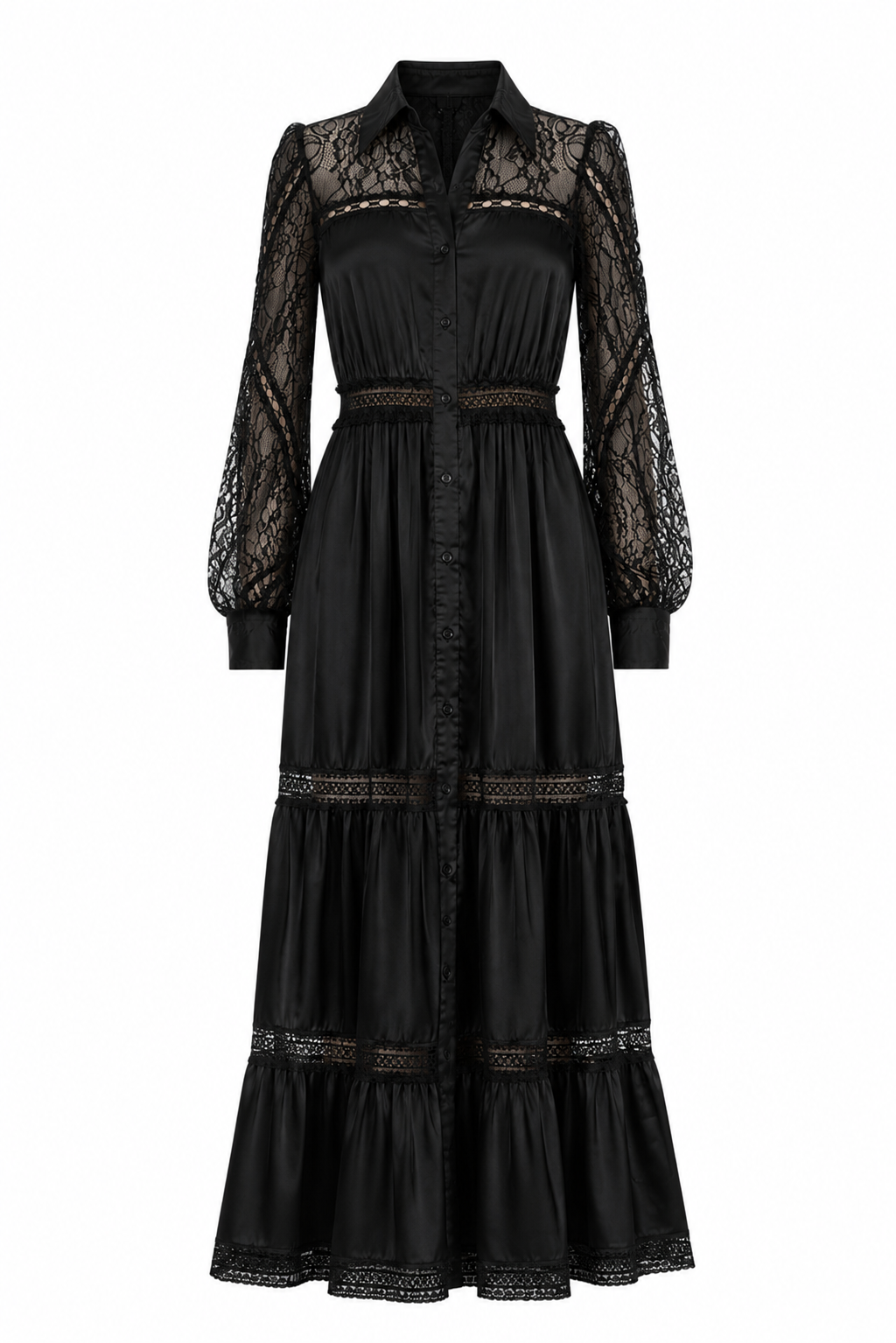 LACE SATIN MAXI DRESS