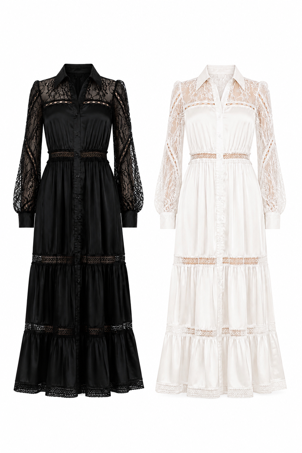 LACE SATIN MAXI DRESS