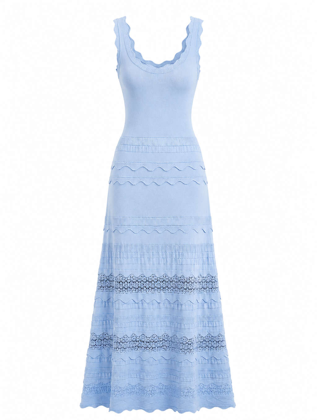 SKY BLUE LACE KNIT MAXI DRESS