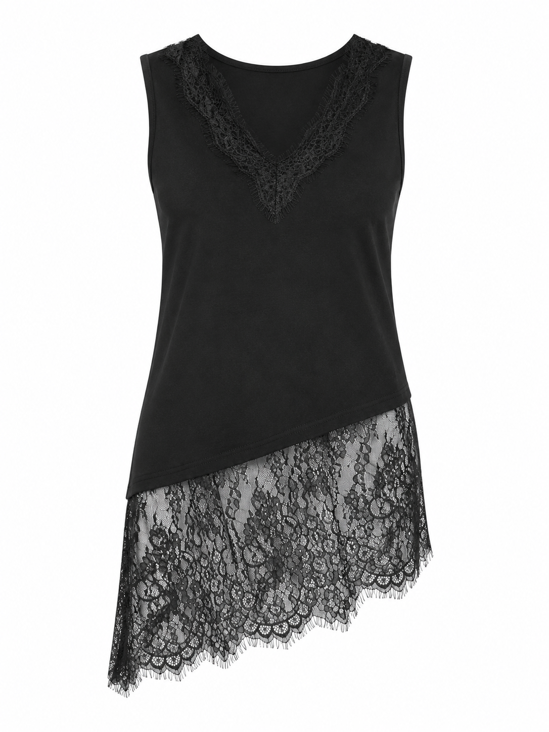 MIDNIGHT LACE ASYMMETRICAL TOP