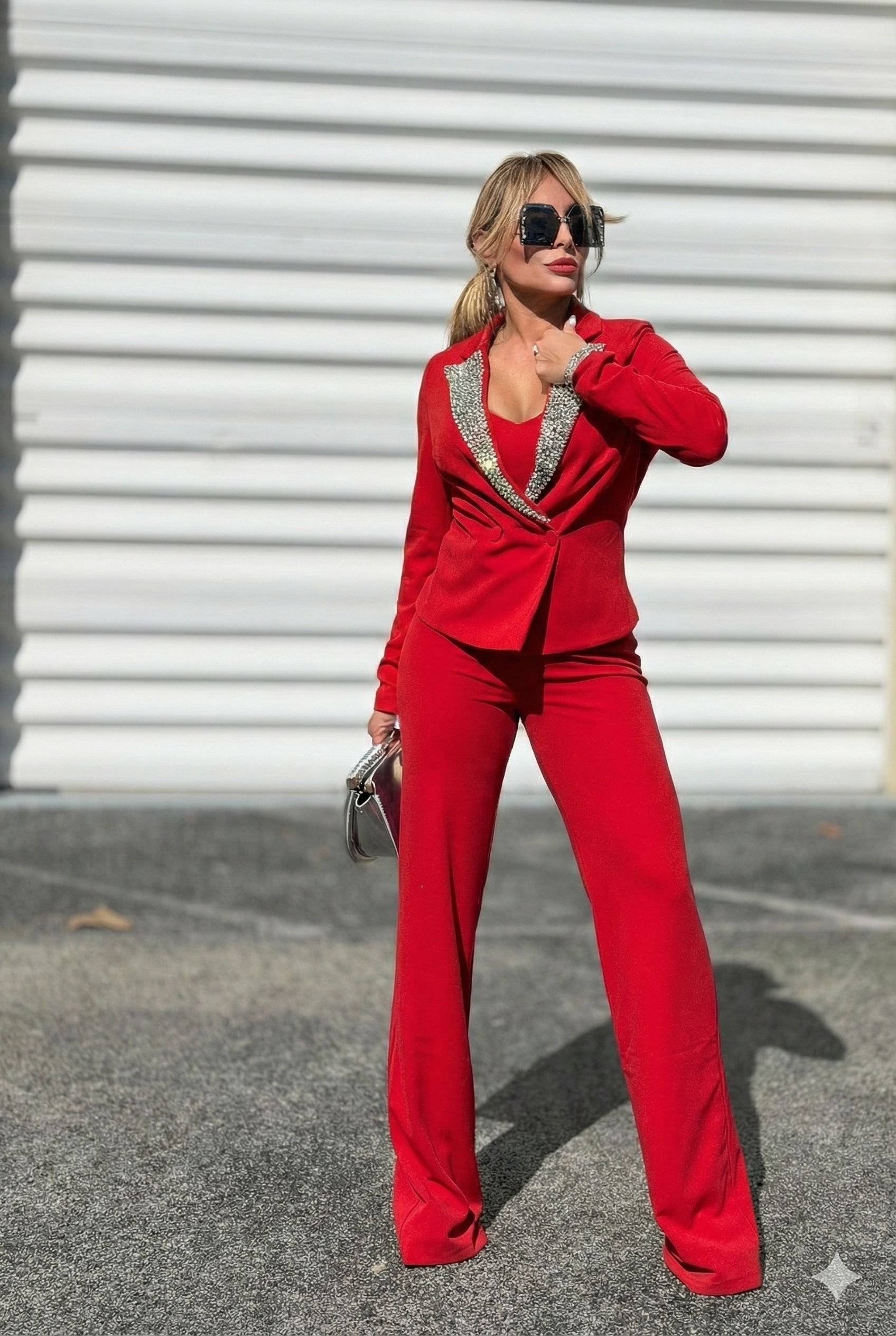 Stone Blazer Suit Two Pieces Set