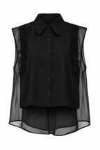 SHEER LACE DETAIL BLOUSE