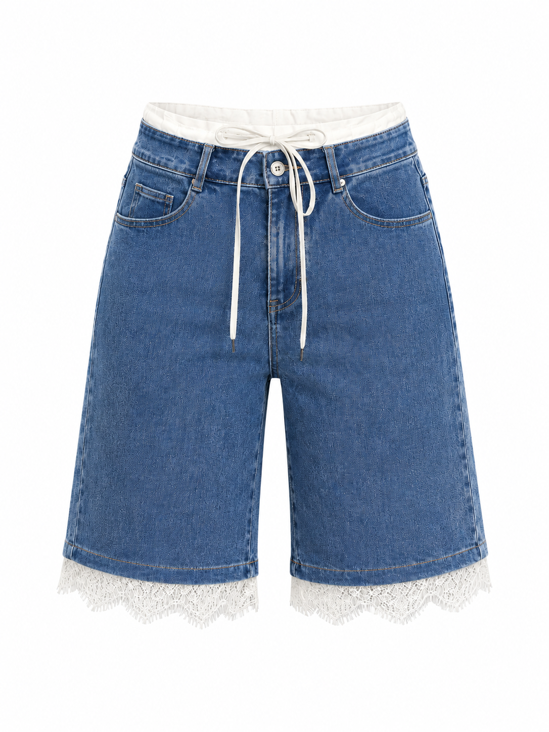 LACE EDGE DENIM BERMUDA