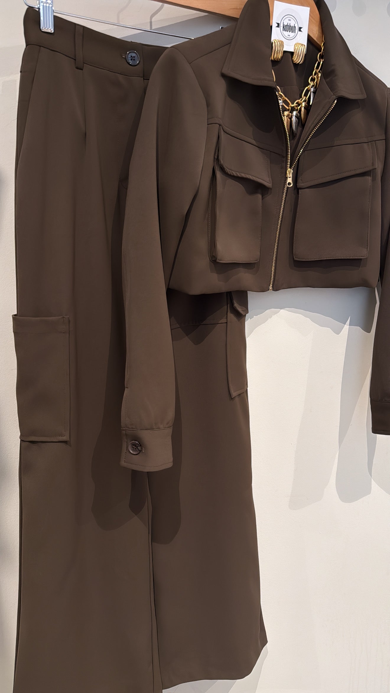 Zipup Jacket & Caro Two pieces Set