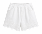 LACE BLOOM DENIM SHORTS