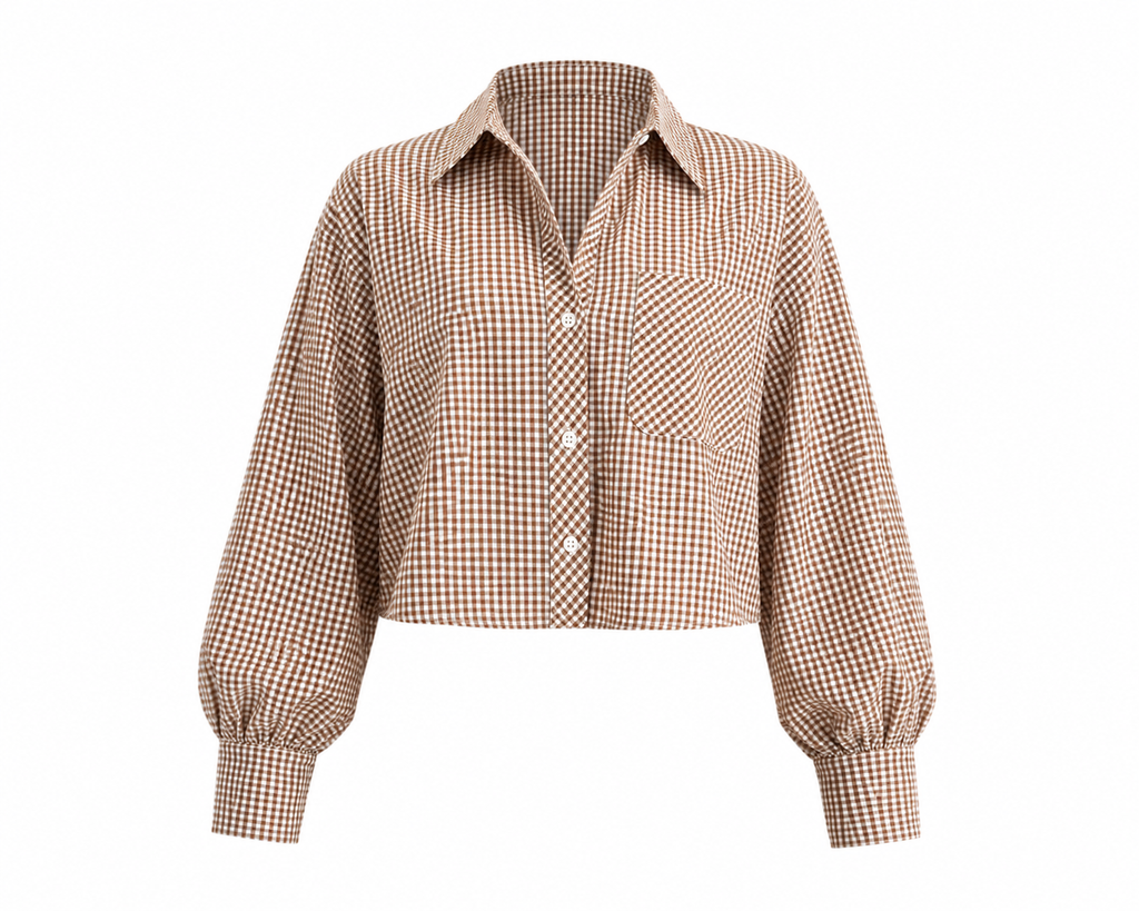 GINGHAM CROPPED SHIRT