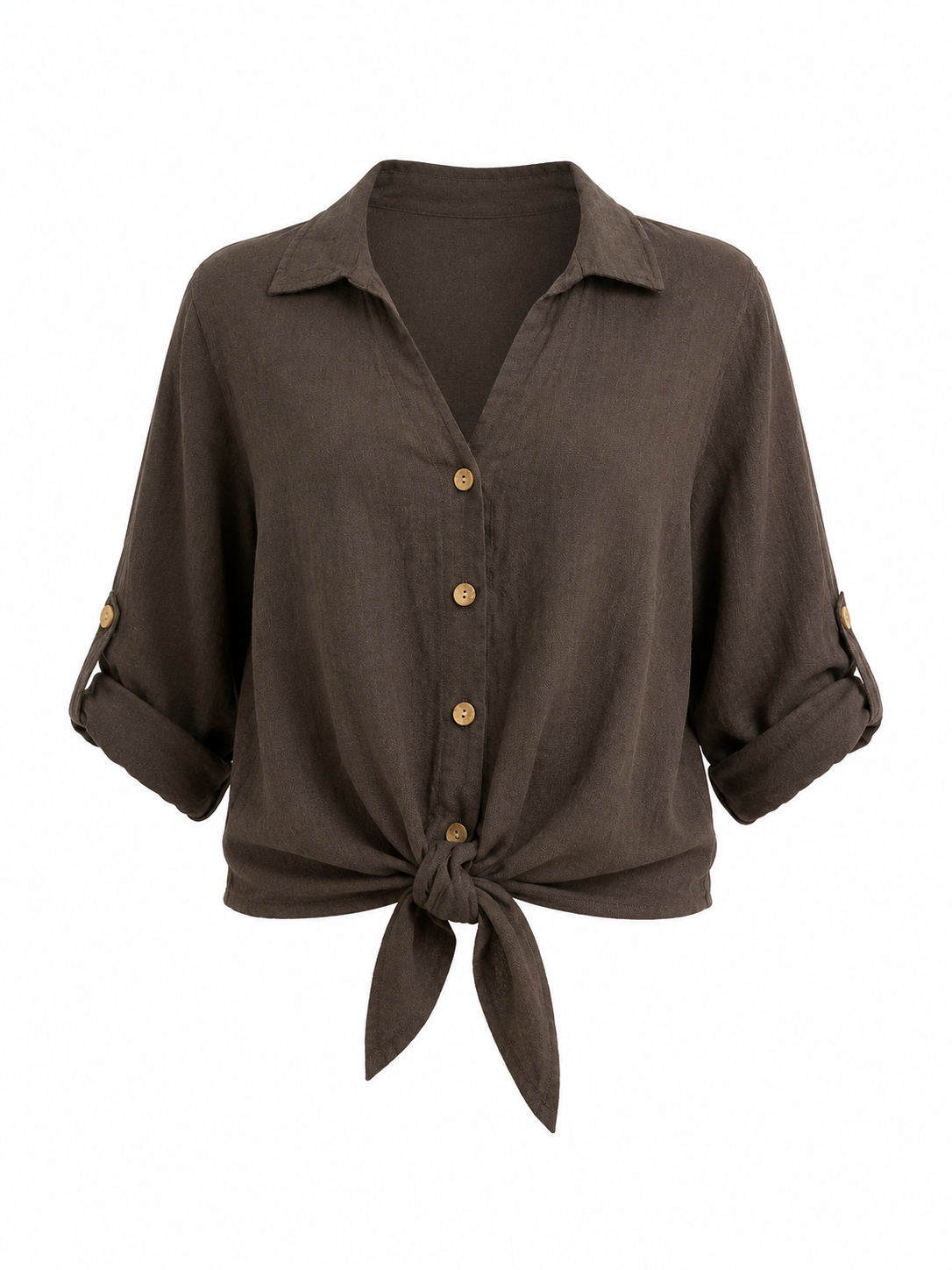LINEN TIE FRONT SHIRT
