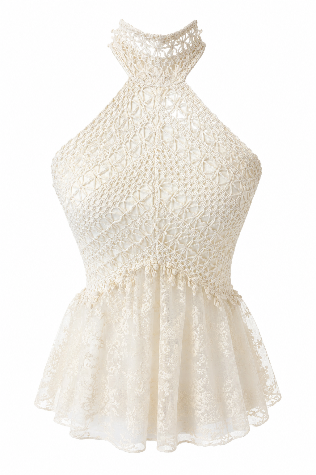 IVORY LACE HALTER TOP