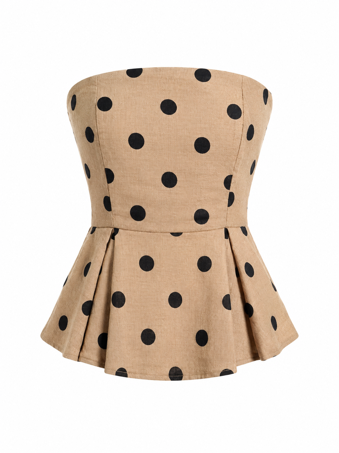 LINEN POLKA DOT PEPLUM TOP