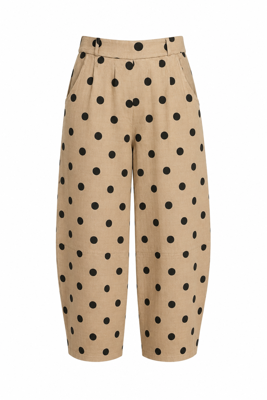 POLKA DOT BARREL LINEN PANTS