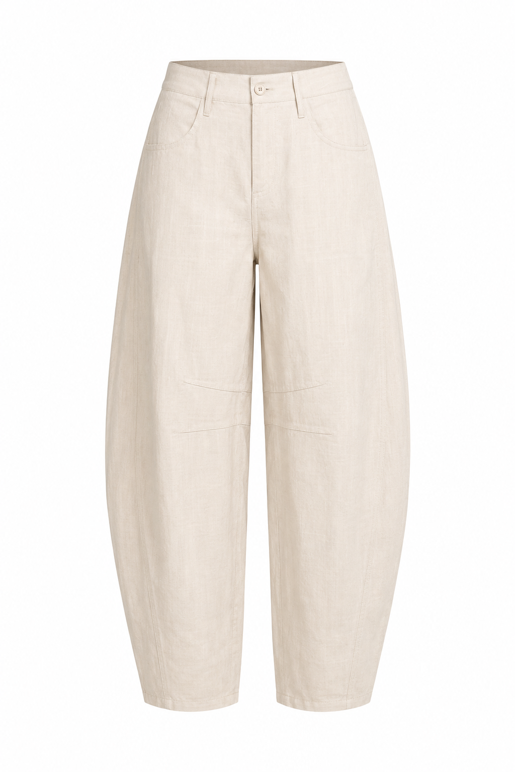 SAND LINEN BARREL PANTS