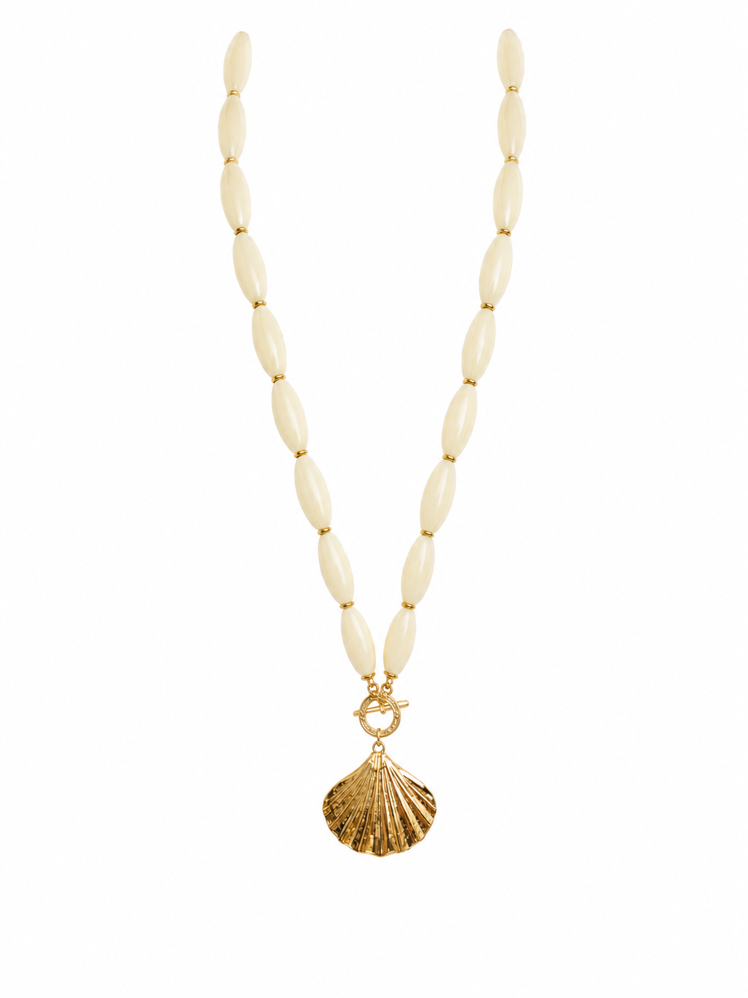 SEASHELL CHARM BEADED NECKLACE