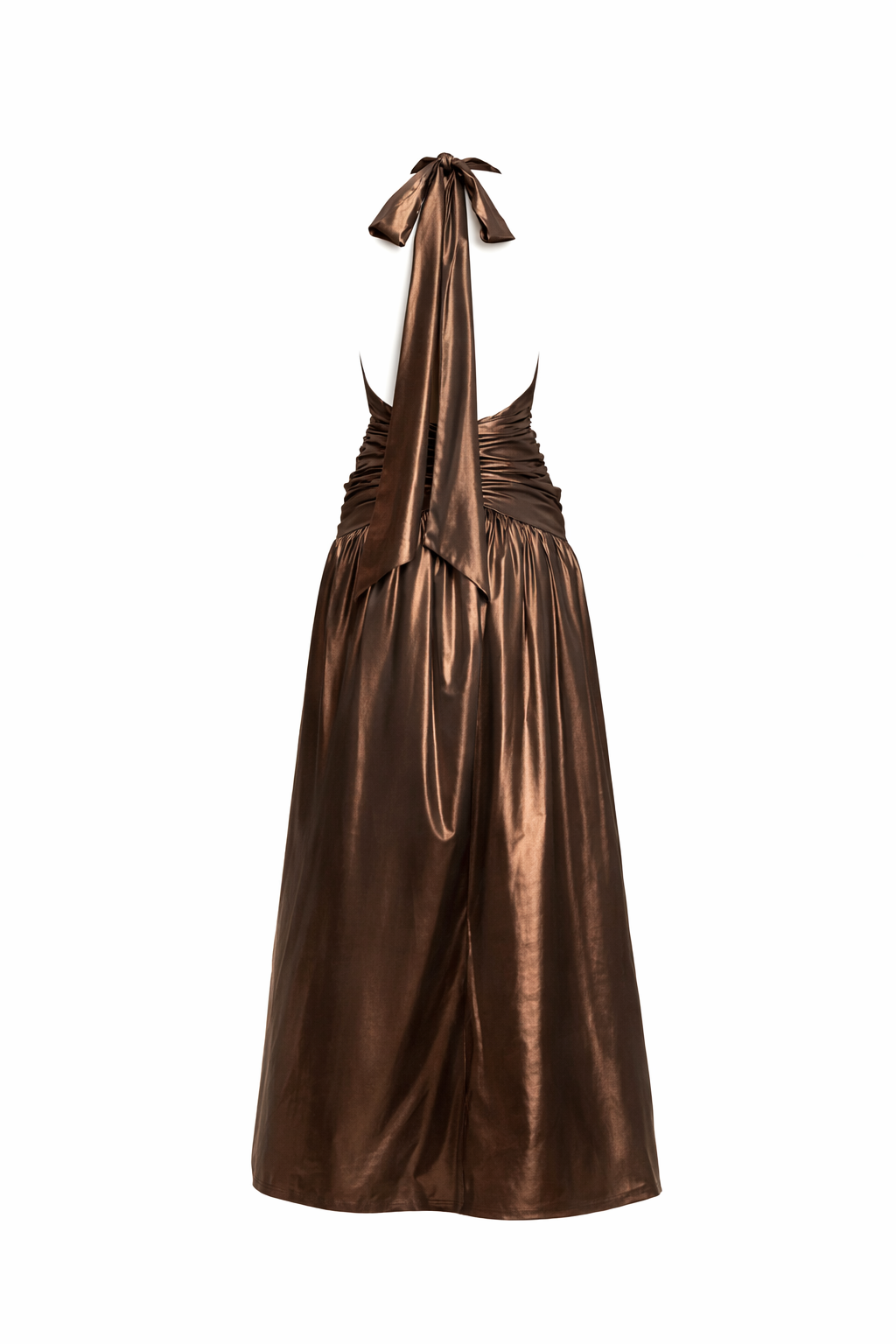 BRONZE HALTER MAXI DRESS