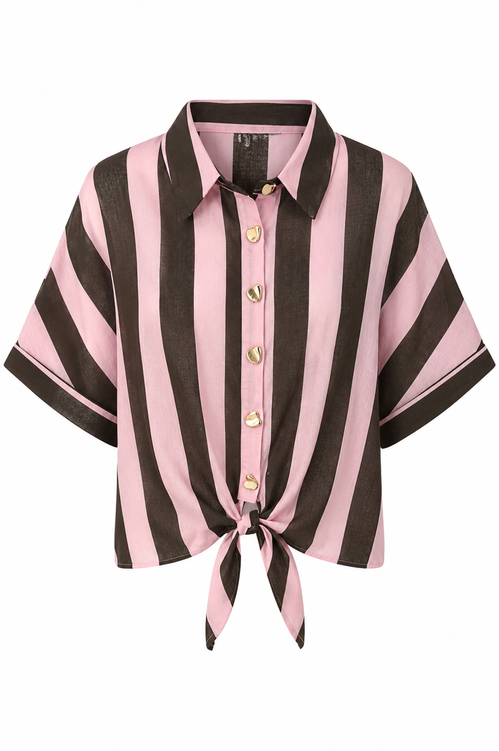 STRIPED LINEN TIE-FRONT SHIRT