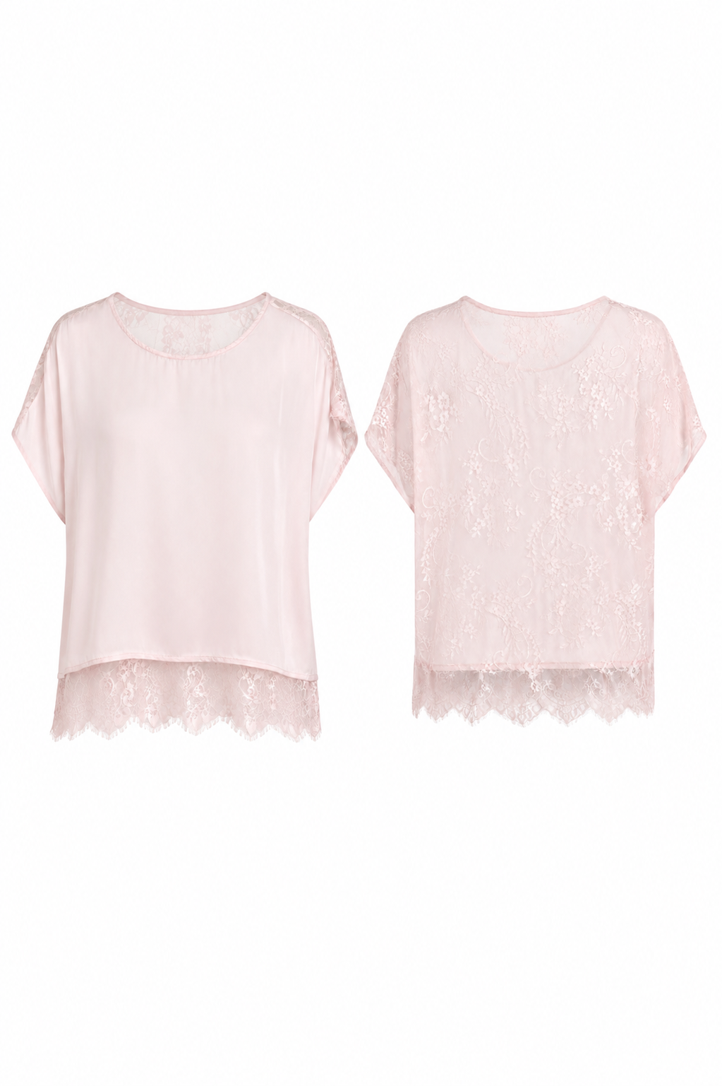 LACE WHISPER SATIN TOP